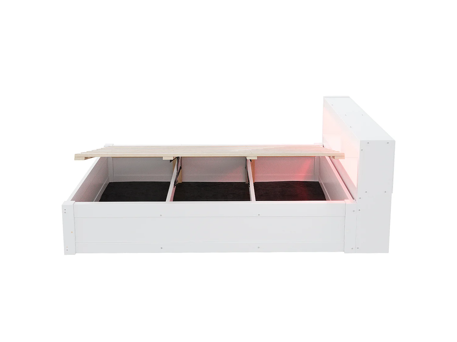 Barnsäng med förvaring 90x200 cm med eluttag, LED-belysning och förvaring - Vit MDF-trä