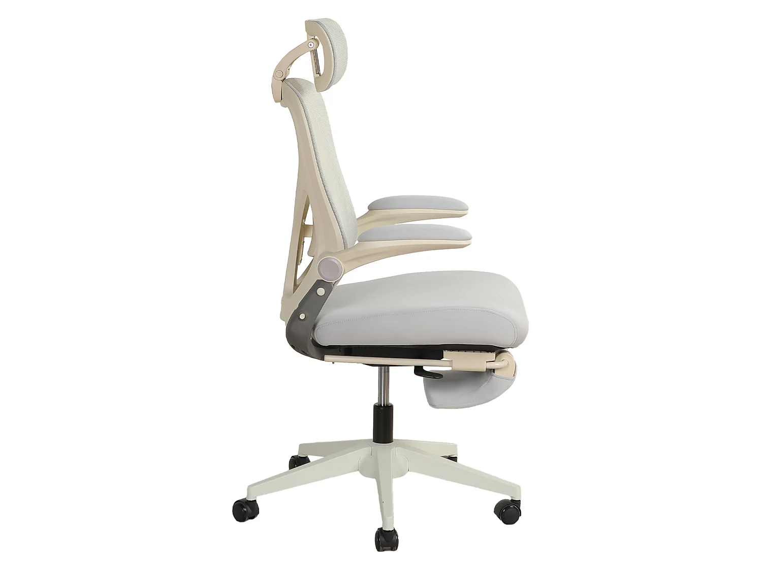 Chaise de bureau pliable avec appui-tête 3D et dossier réglable - Gris