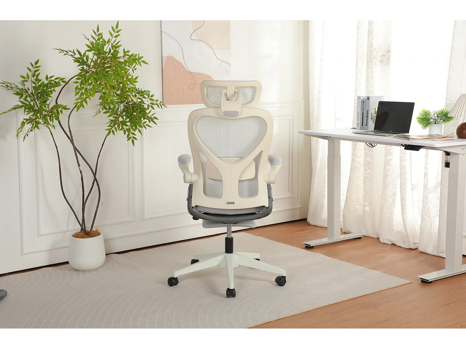 Chaise de bureau pliable avec appui-tête 3D et dossier réglable - Gris