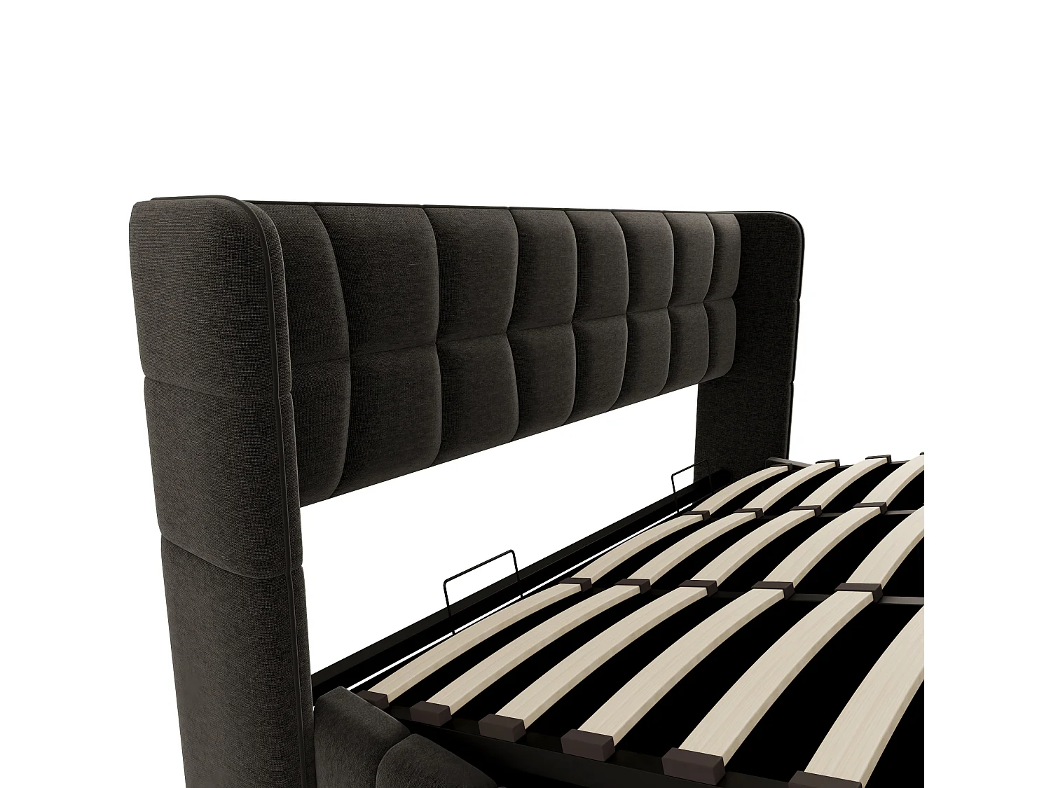 Lit coffre adulte 180x200 cm avec sommier à lattes - Lit double en lin gris