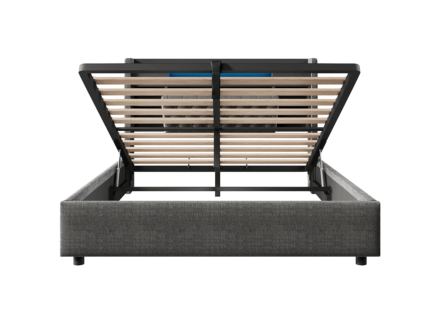 Lit coffre adulte 140x200 cm avec LED et USB/Type-C - Lin gris