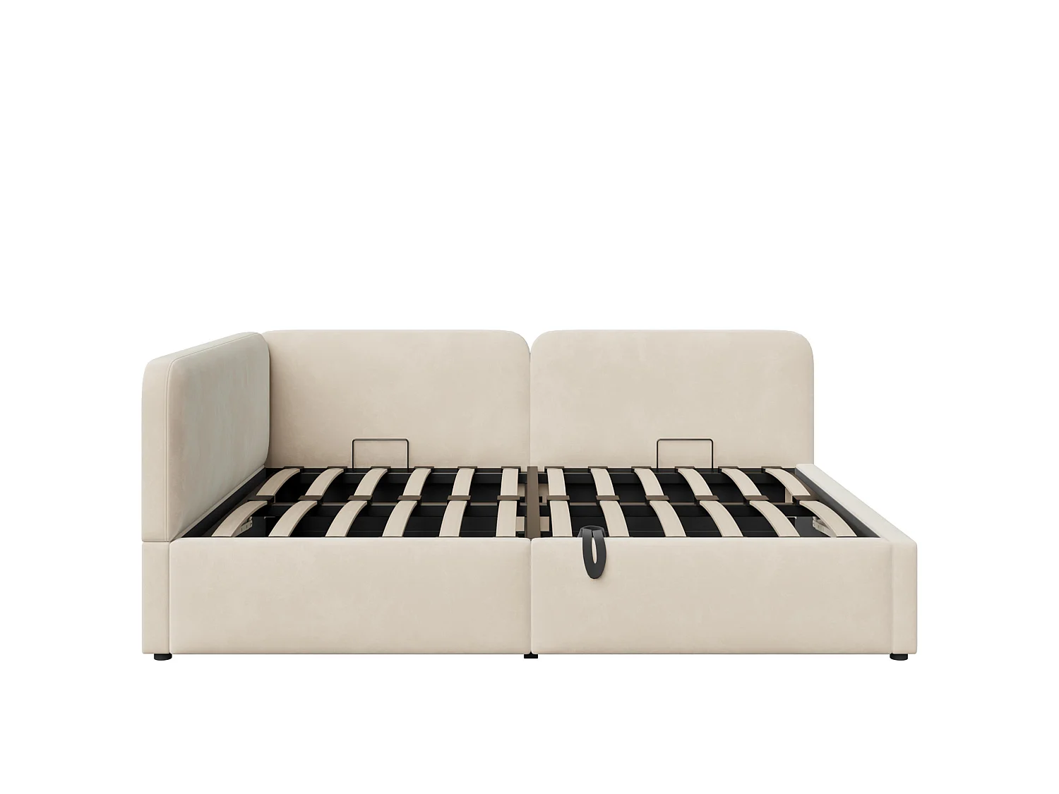 Lit coffre 140x200 cm en velours beige - Lit banquette pour enfant et adulte