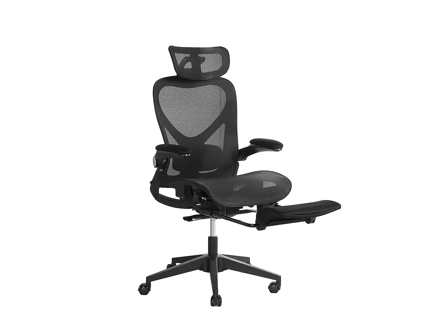 Chaise de bureau ergonomique pliante en maille noir - Avec dossier réglable