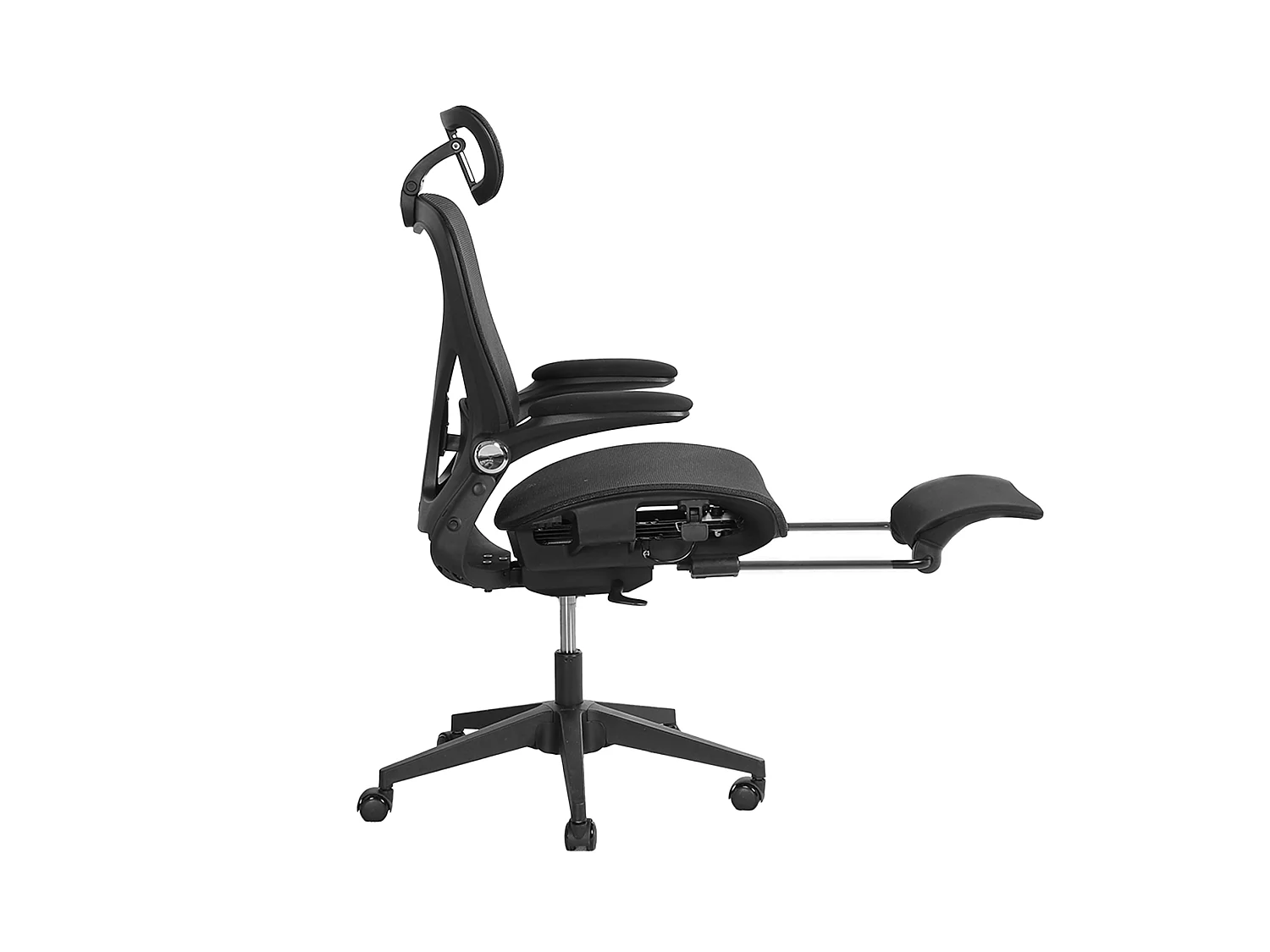 Chaise de bureau ergonomique pliante en maille noir - Avec dossier réglable