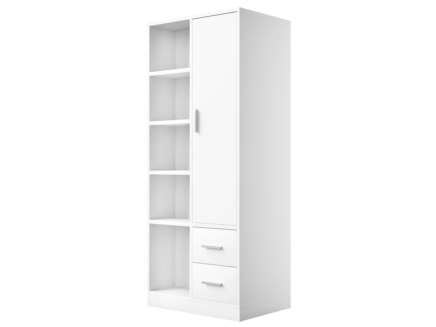 Szafa jednodrzwiowa, 70 × 50 × 170 cm - z półkami - z dwoma oddzielnymi drążkami na ubrania - z 2 szufladami - biała
