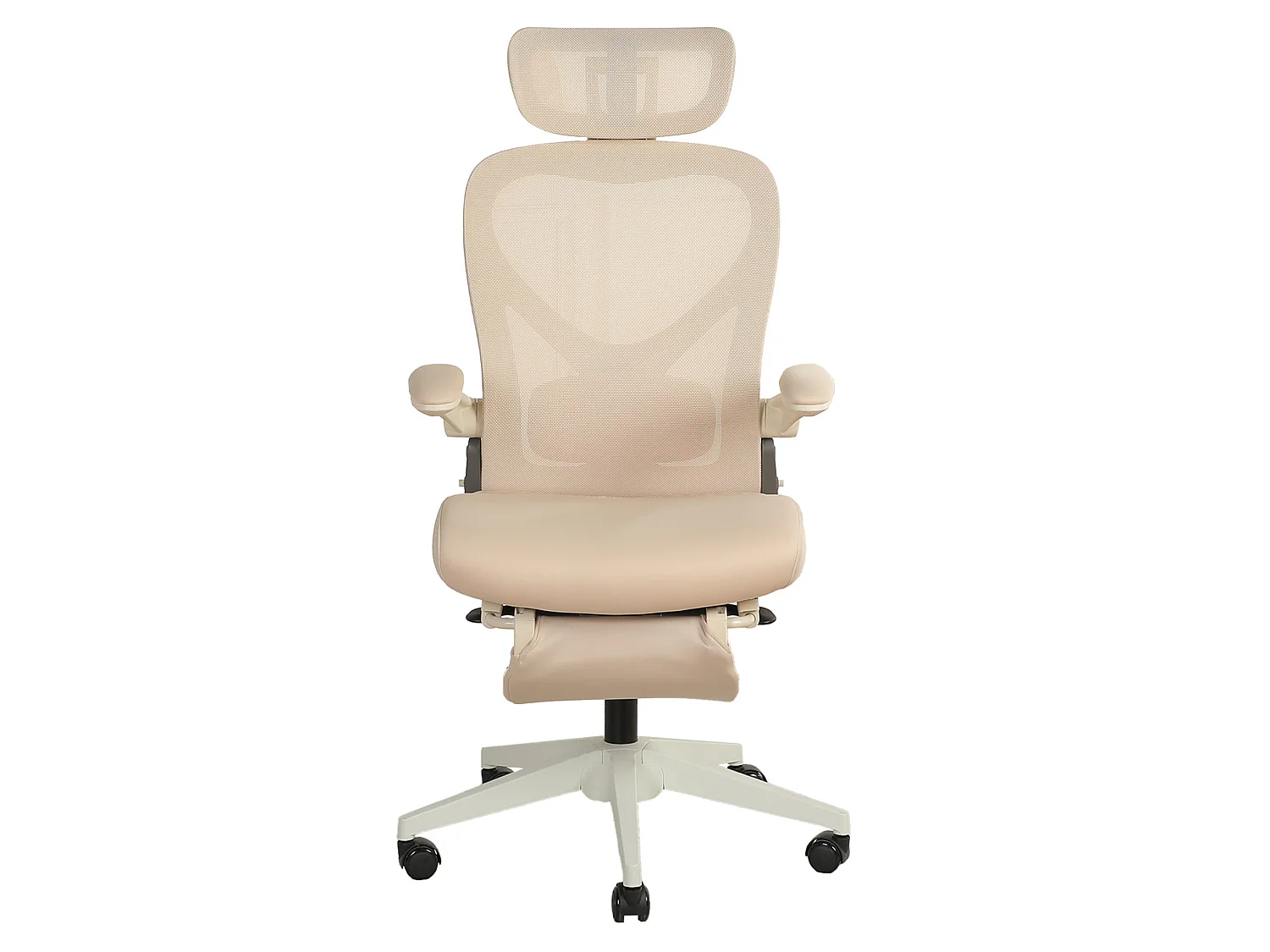 Chaise de bureau pliable avec appui-tête 3D et dossier réglable - Crème