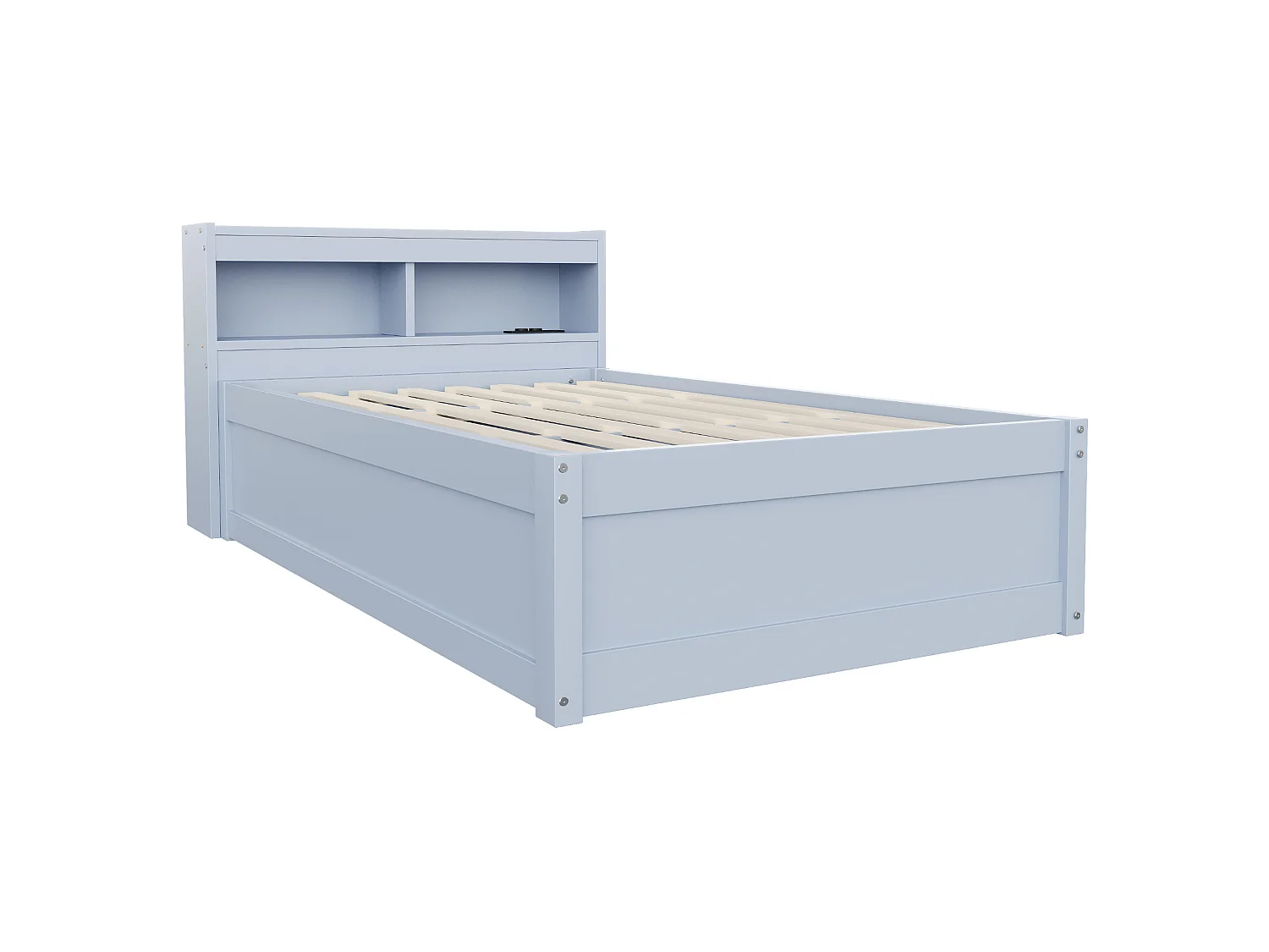 Kinderbed met opbergruimte 90x200 cm met stopcontact, ledverlichting en opbergruimte - Grijs MDF-hout