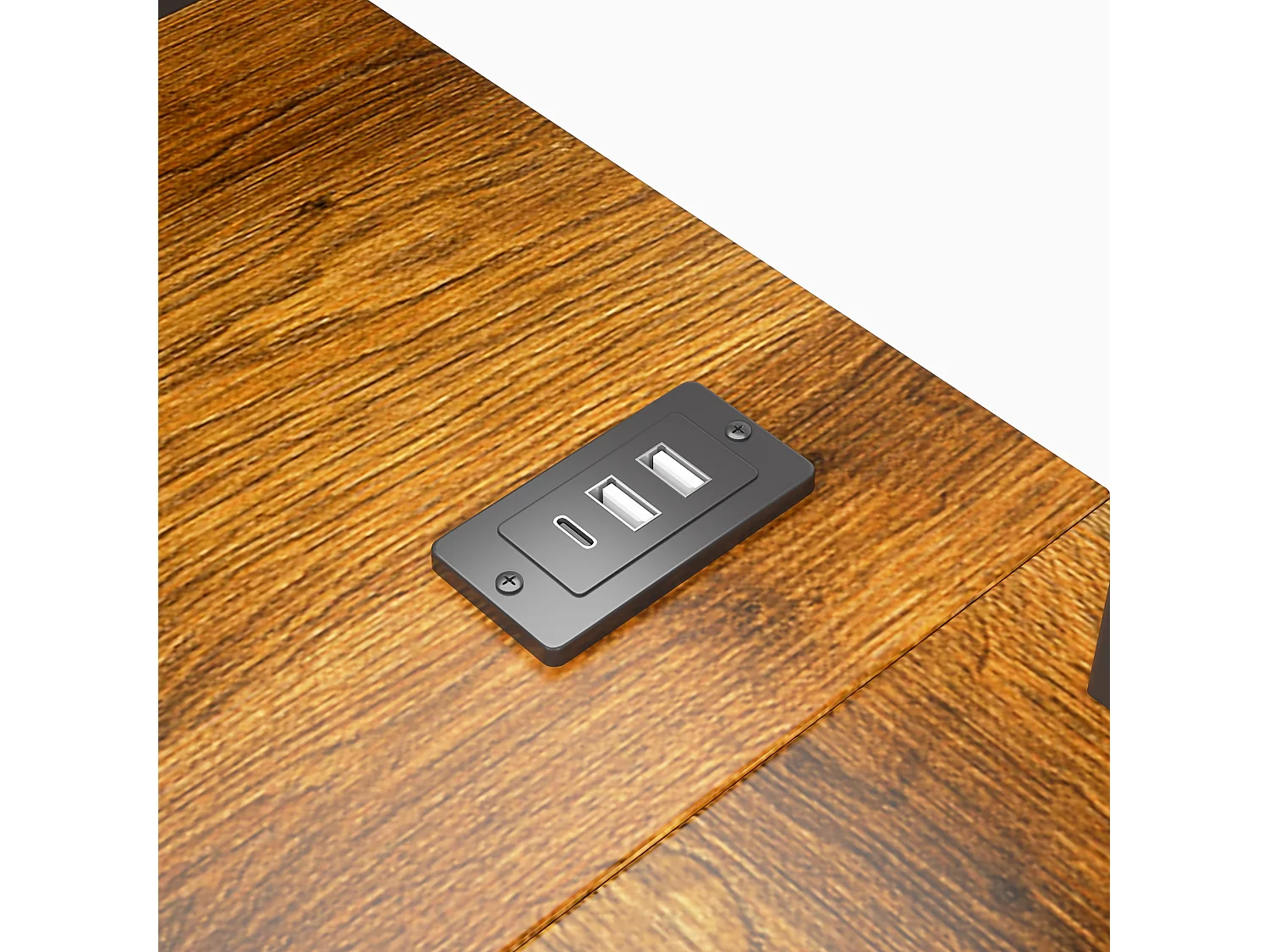 Hochbett 140 x 200 cm - mit Tisch - mit USB + USB-C-Anschlüssen - mit LED-Beleuchtung - schwarz (Matratze nicht enthalten)