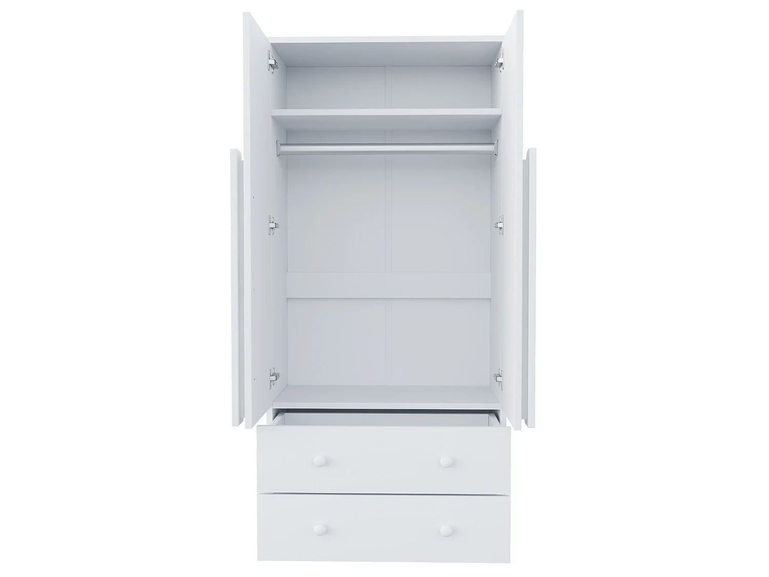 Roupeiro 70x40x170 cm com 2 portas e 2 gavetas - Madeira branca