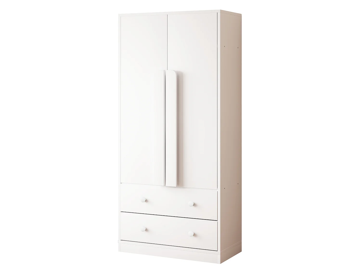 Roupeiro 70x40x170 cm com 2 portas e 2 gavetas - Madeira branca