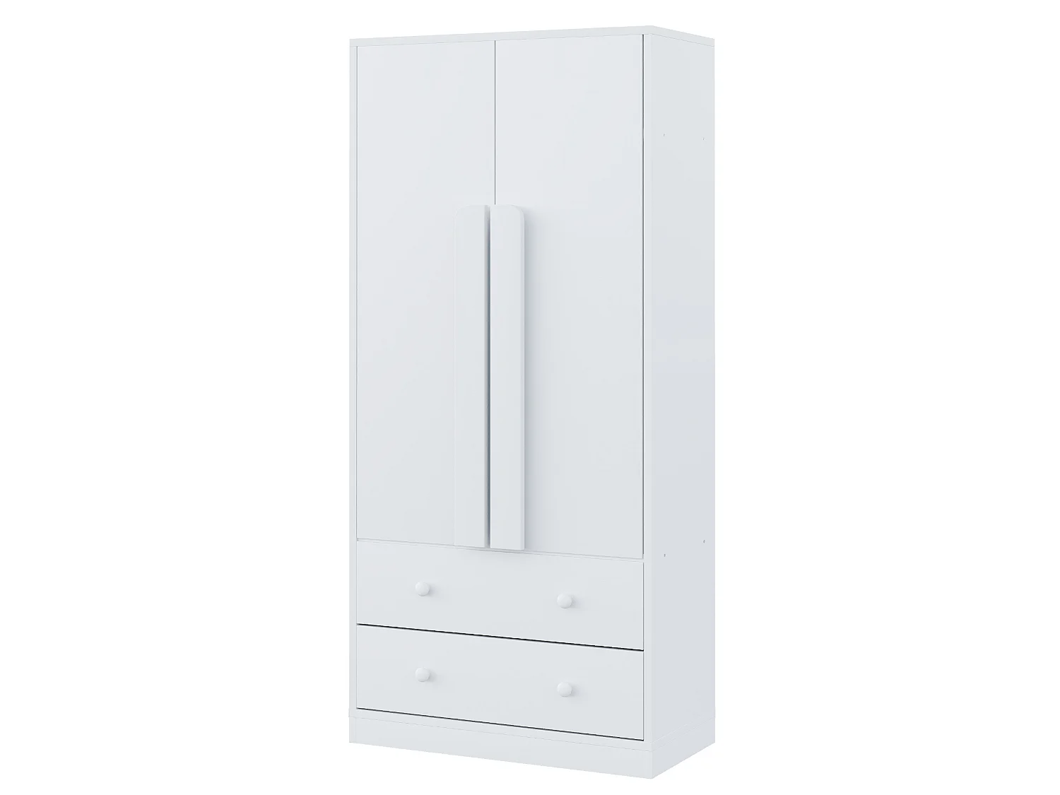 Roupeiro 70x40x170 cm com 2 portas e 2 gavetas - Madeira branca
