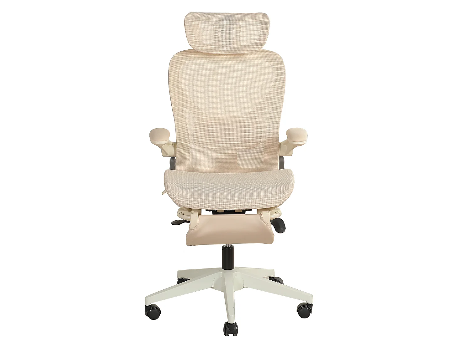 Chaise de bureau ergonomique pliante en maille coloris crème - Avec dossier réglable