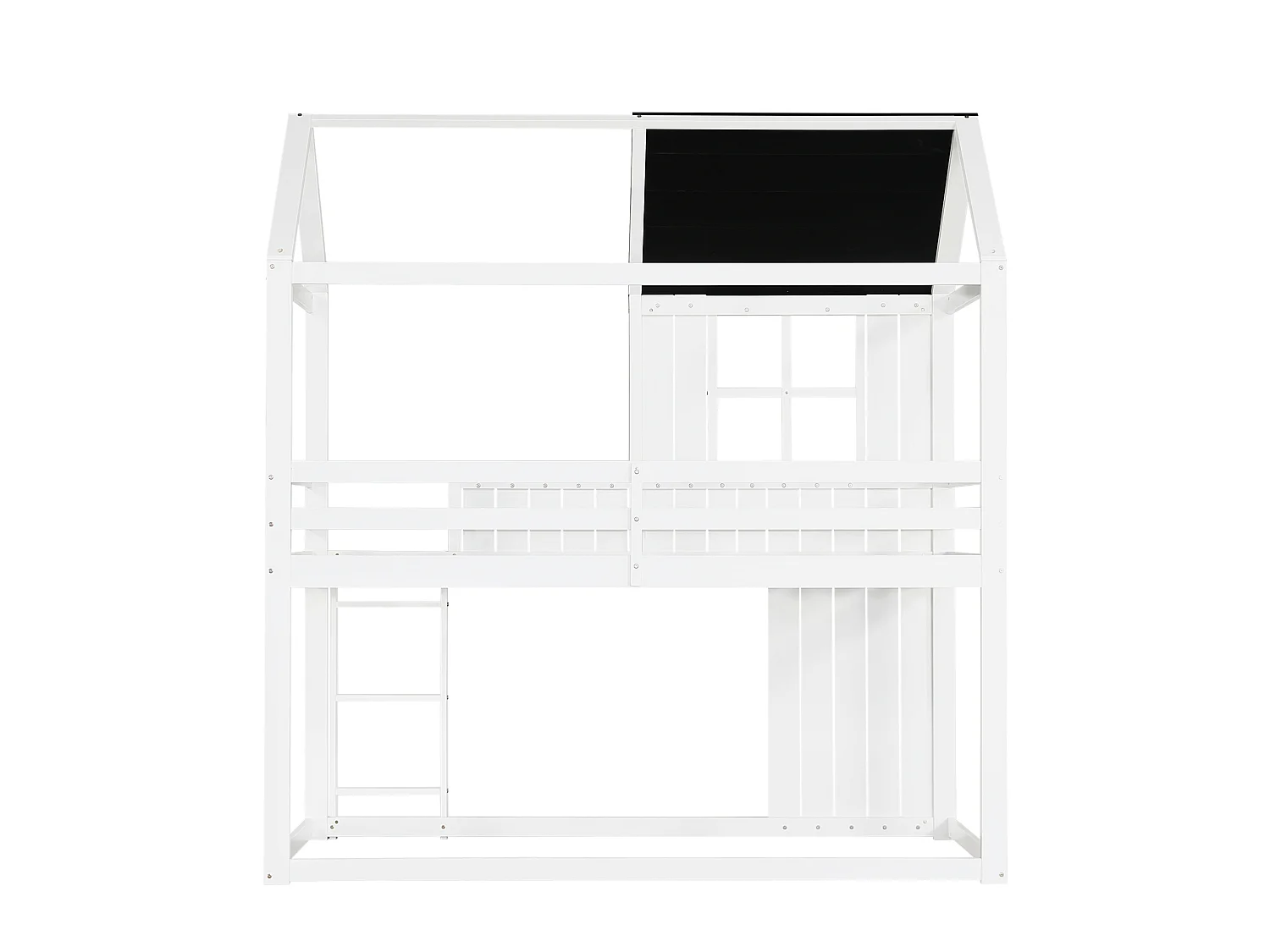 Letto a soppalco per bambini 90x200 cm in legno con rete a doghe e scaletta - Bianco