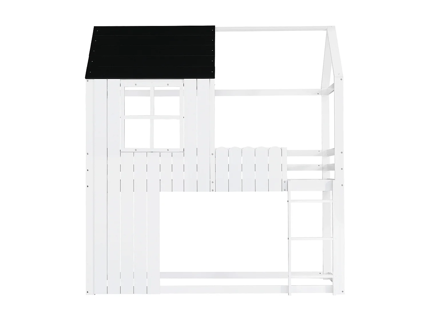 Letto a soppalco per bambini 90x200 cm in legno con rete a doghe e scaletta - Bianco