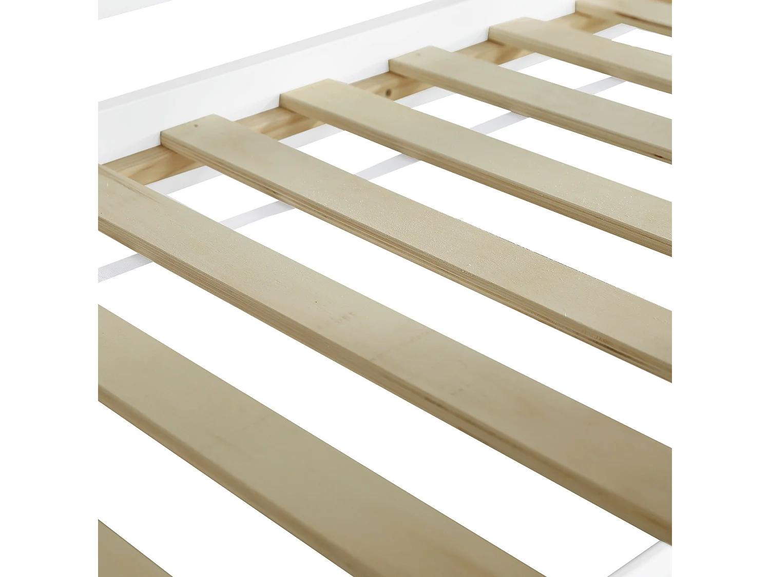 Letto a soppalco per bambini 90x200 cm in legno con rete a doghe e scaletta - Bianco