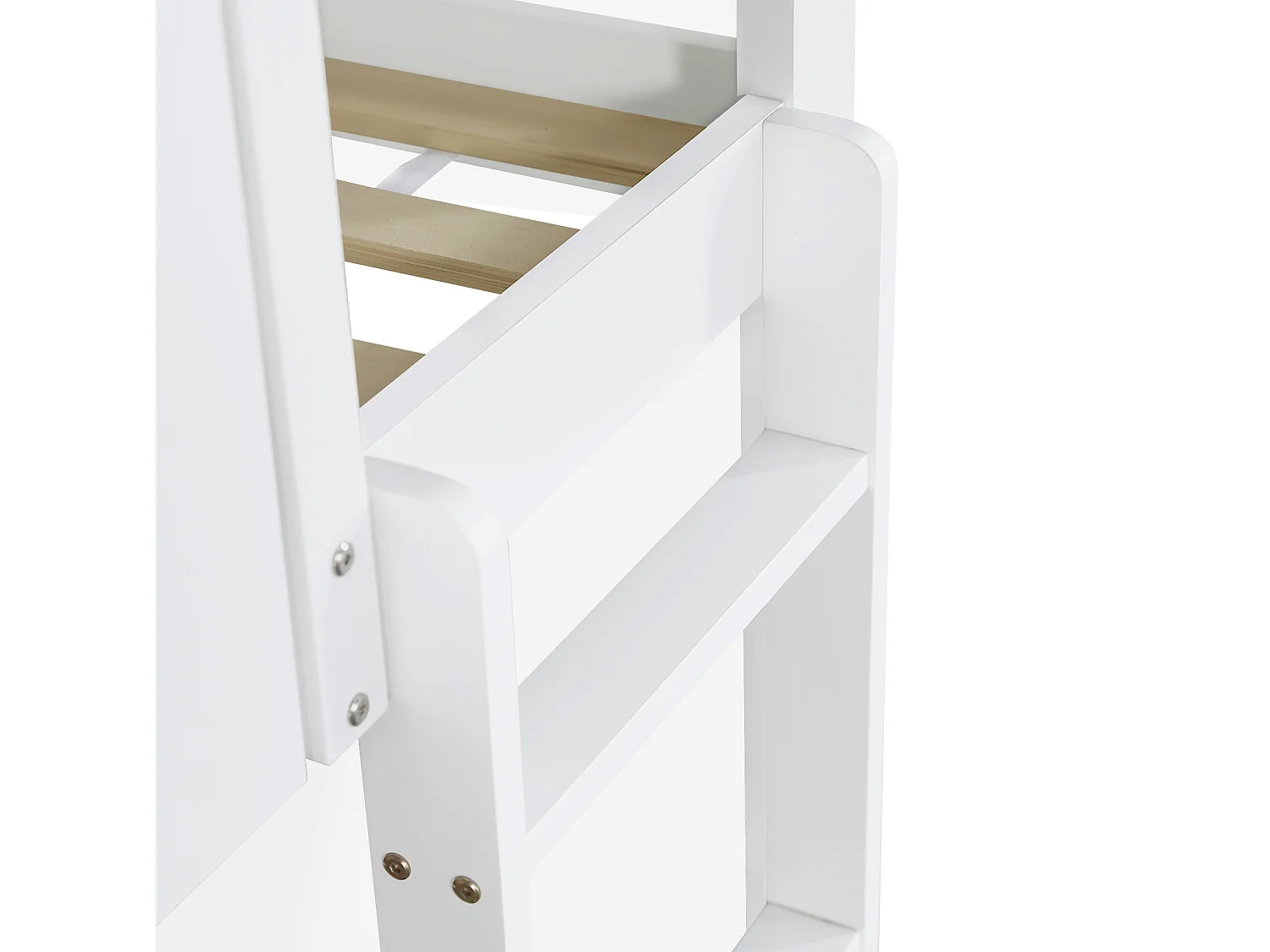 Letto a soppalco per bambini 90x200 cm in legno con rete a doghe e scaletta - Bianco