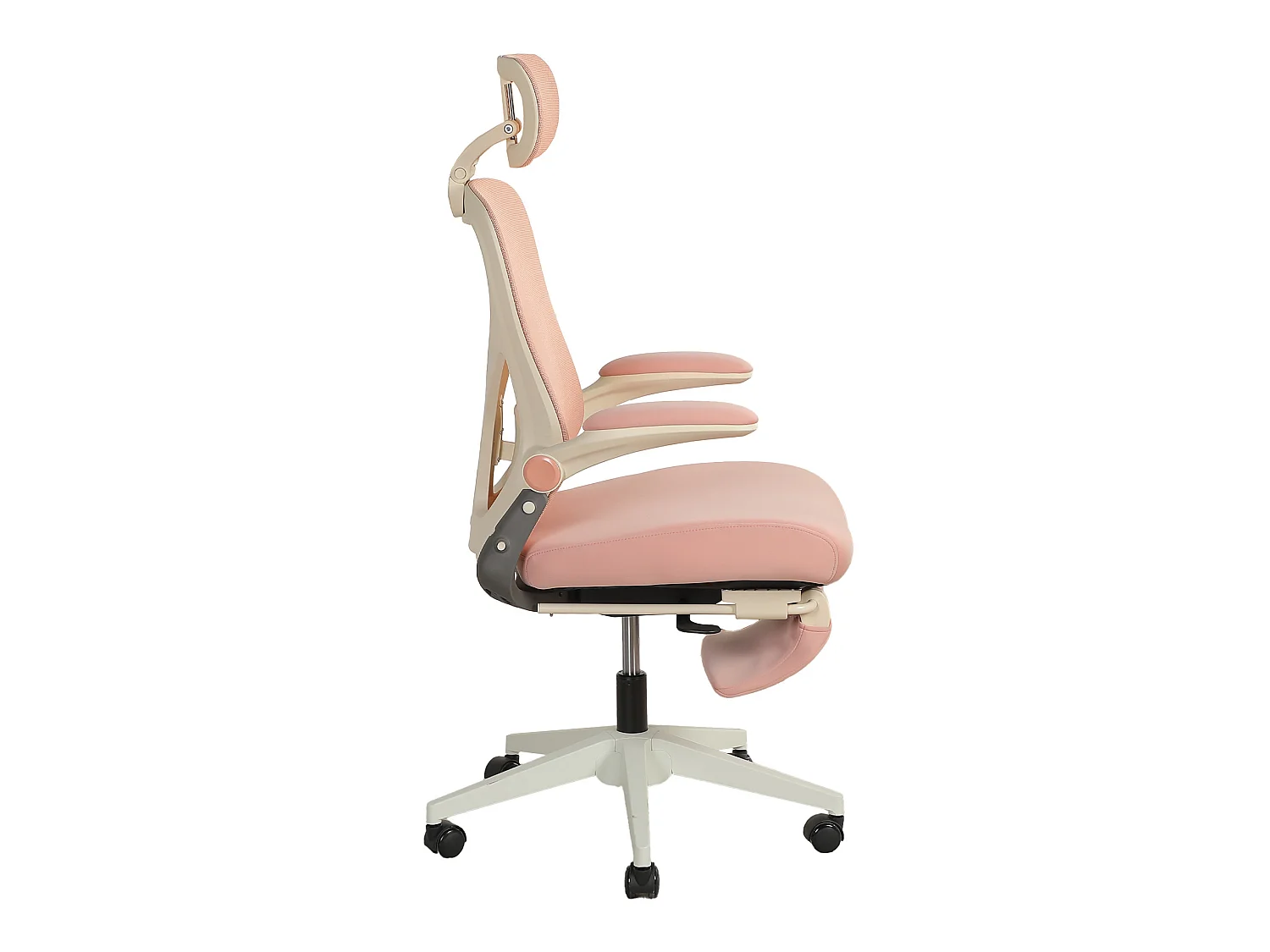 Chaise de bureau pliable avec appui-tête 3D et dossier réglable - Rose