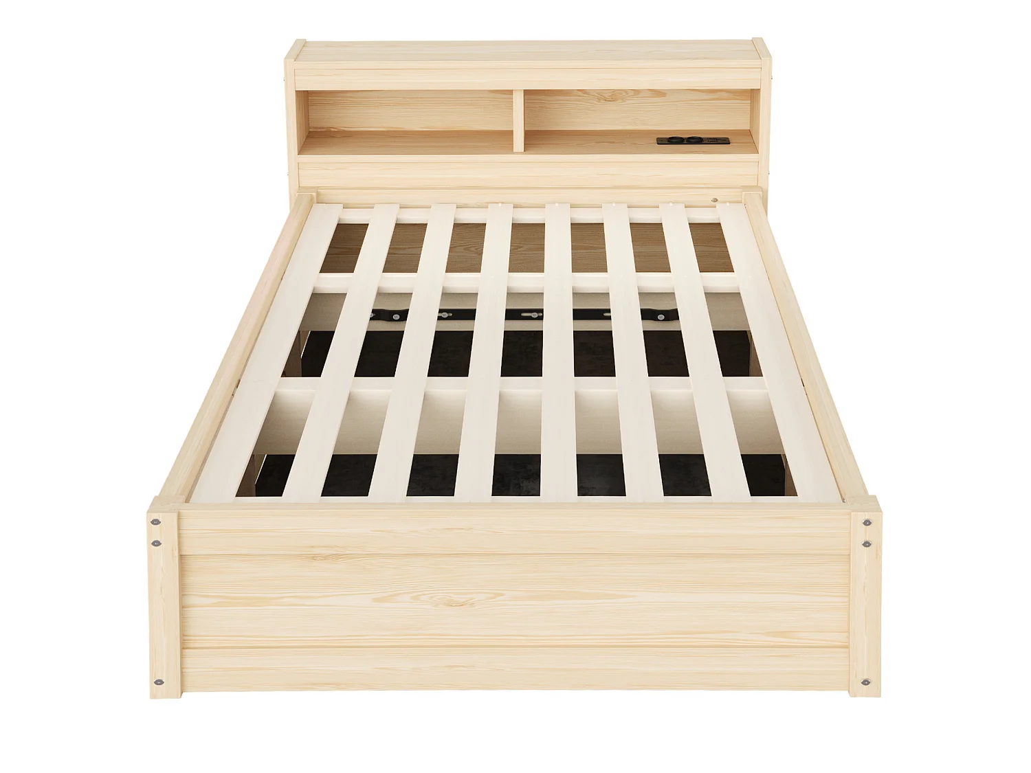 Kinderbed met opbergruimte 90x200 cm met stopcontact, ledverlichting en opbergruimte - Licht naturel MDF-hout