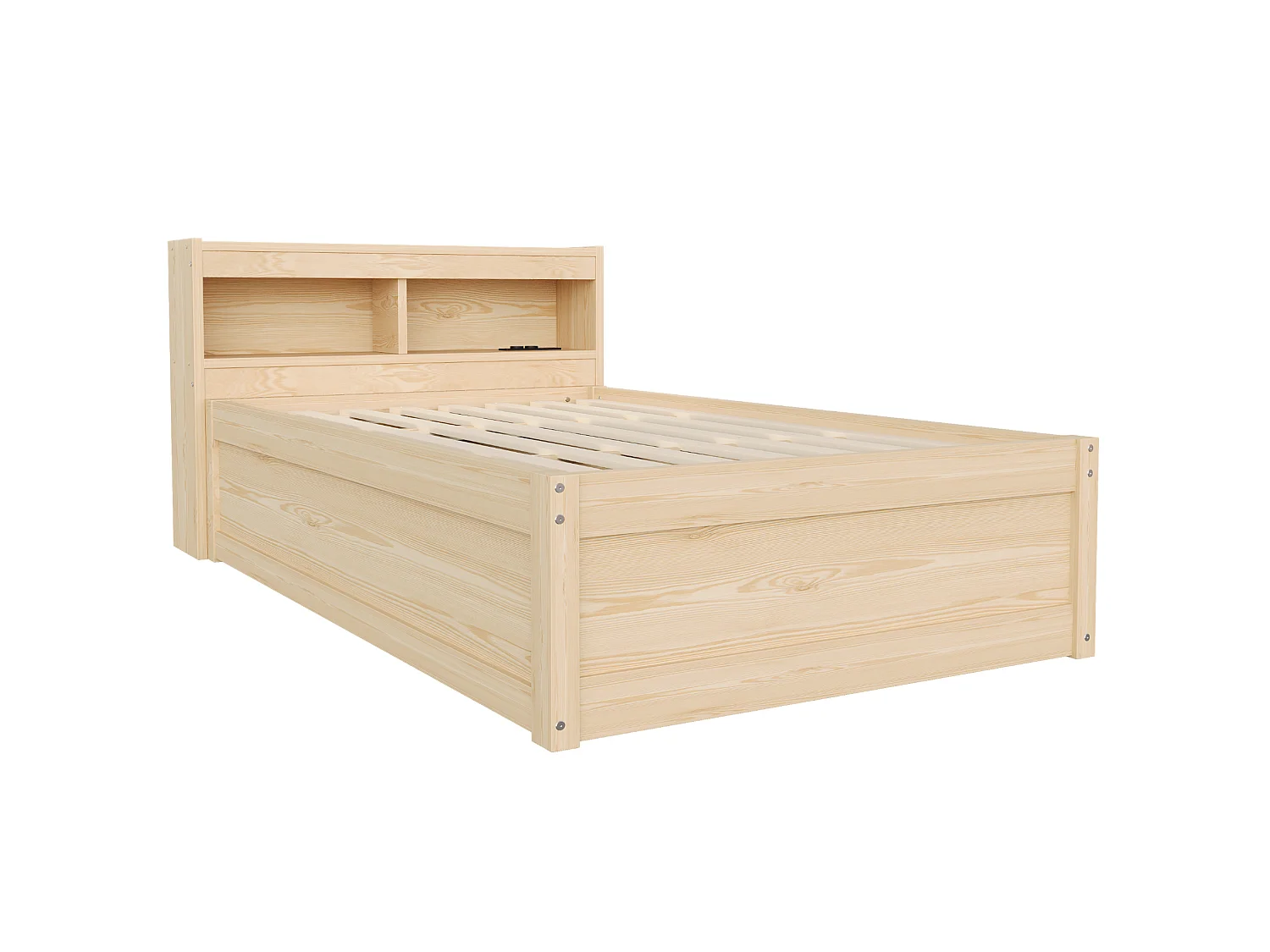 Kinderbed met opbergruimte 90x200 cm met stopcontact, ledverlichting en opbergruimte - Licht naturel MDF-hout
