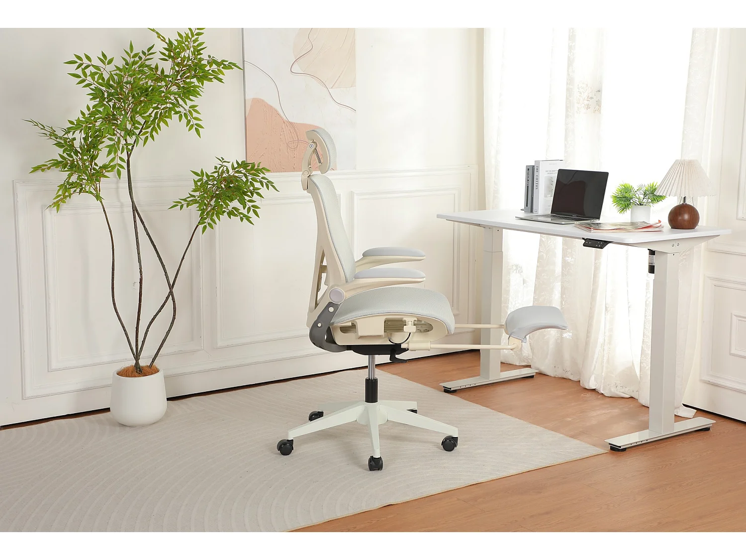 Chaise de bureau ergonomique pliante en maille gris - Avec dossier réglable