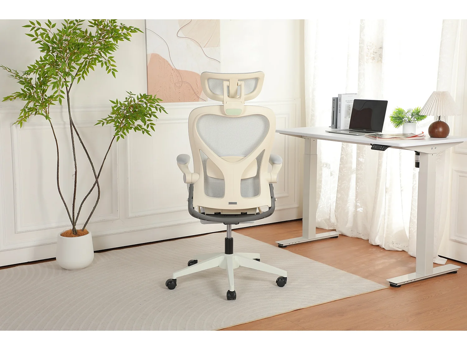 Chaise de bureau ergonomique pliante en maille gris - Avec dossier réglable