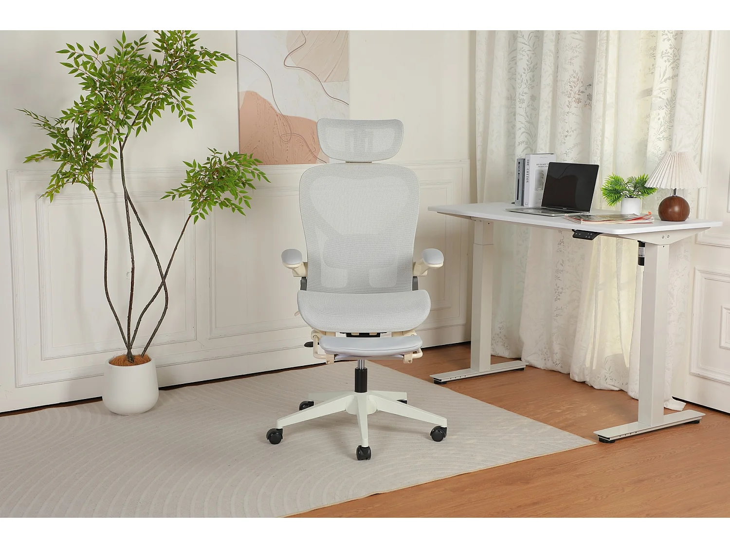 Chaise de bureau ergonomique pliante en maille gris - Avec dossier réglable