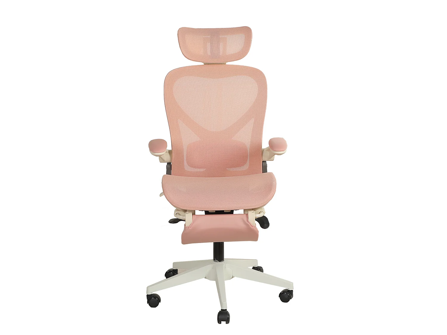 Chaise de bureau ergonomique pliante en maille rose- Avec dossier réglable