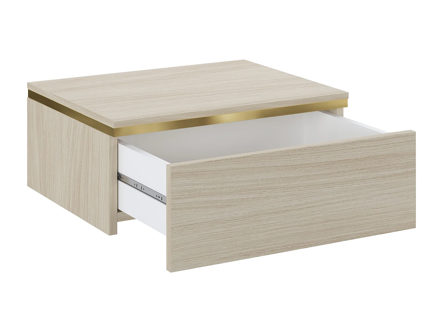 Lot de 2 tables de chevet suspendues avec 1 tiroir - Coloris : Naturel et doré - VUKIA