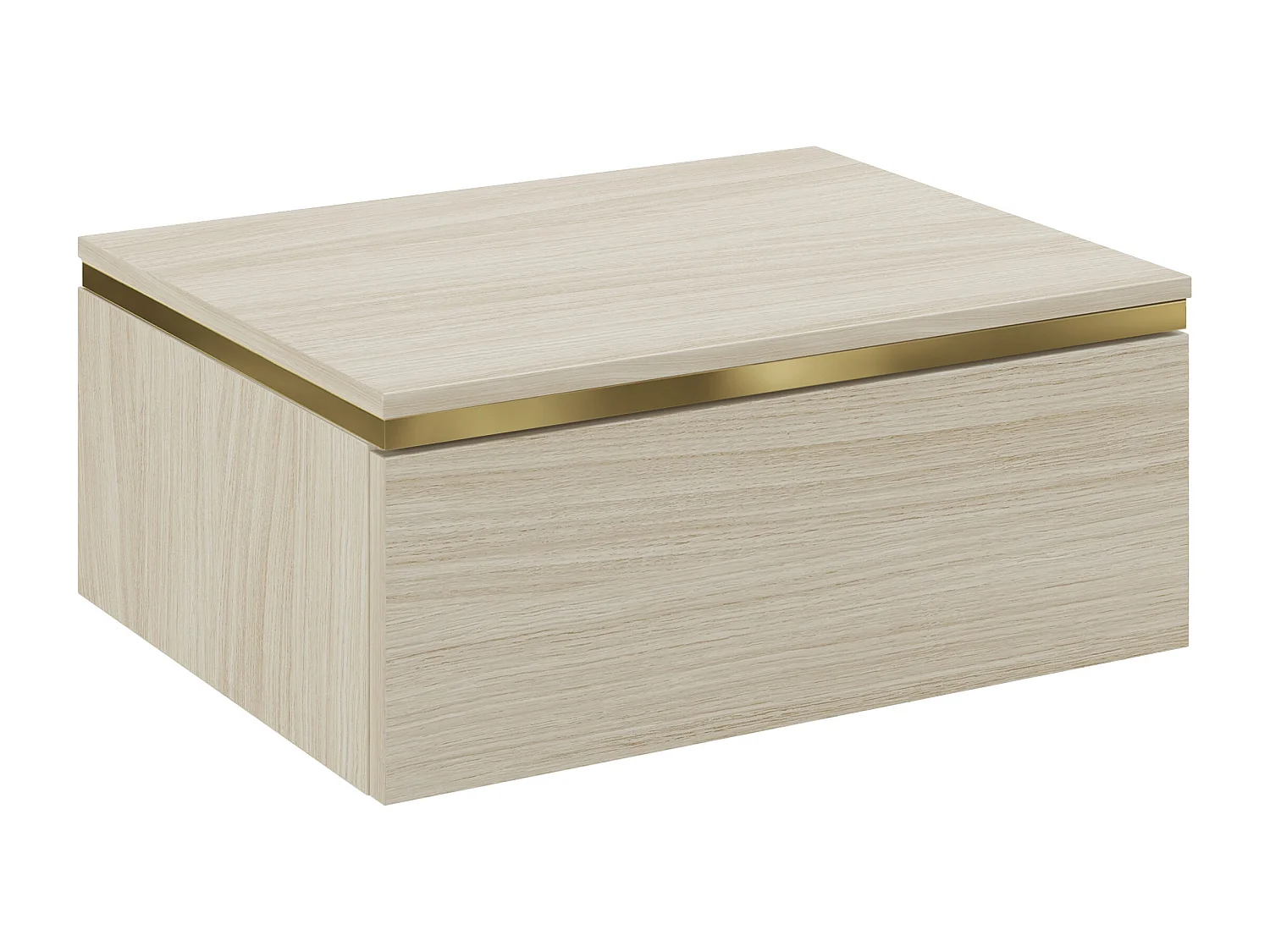 Lot de 2 tables de chevet suspendues avec 1 tiroir - Coloris : Naturel et doré - VUKIA