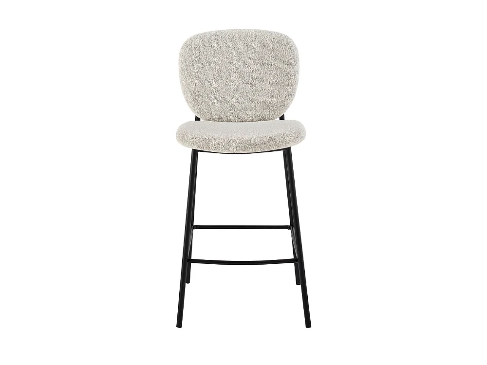 Dalby - Lot de 2 tabourets de bar en tissu bouclette et métal H65cm - Écru chiné