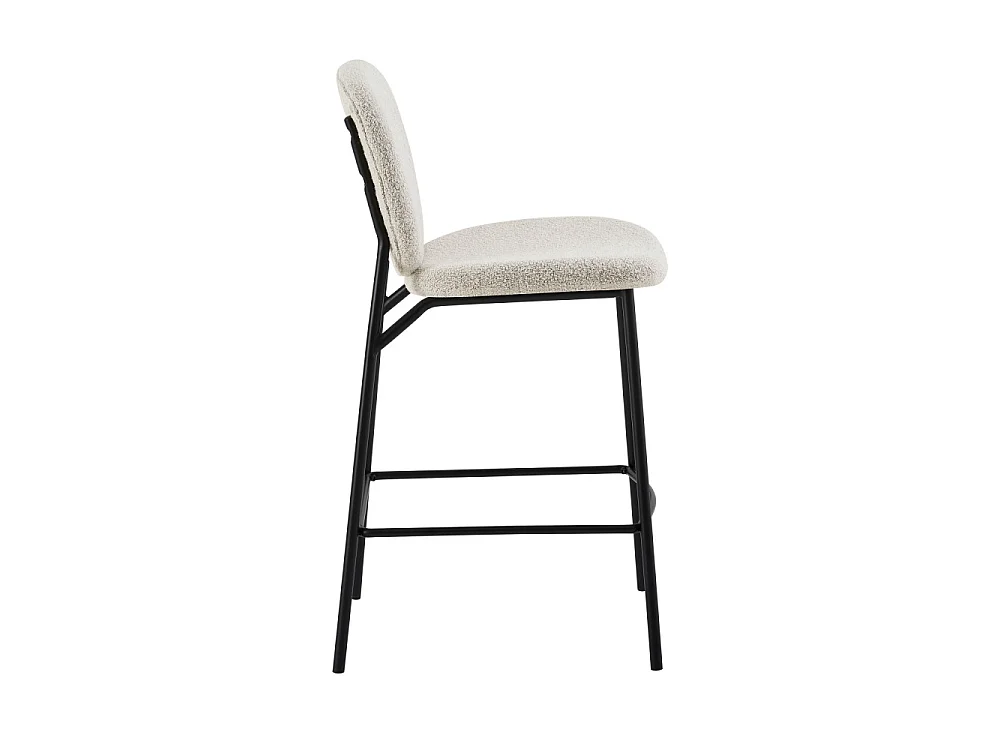 Dalby - Lot de 2 tabourets de bar en tissu bouclette et métal H65cm - Écru chiné