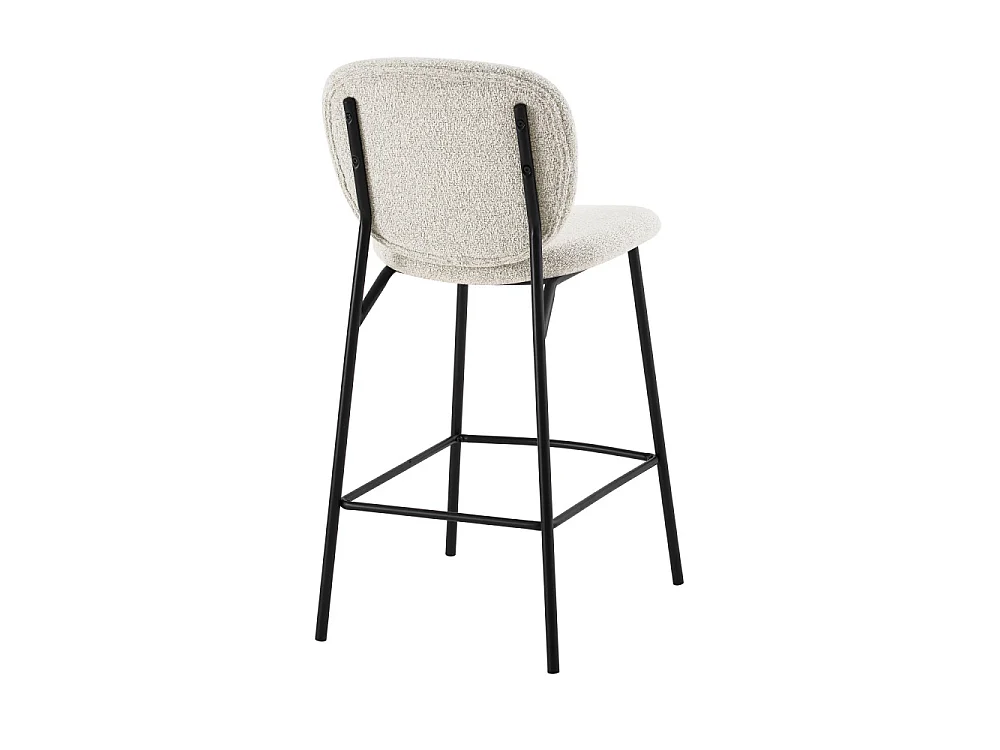 Dalby - Lot de 2 tabourets de bar en tissu bouclette et métal H65cm - Écru chiné