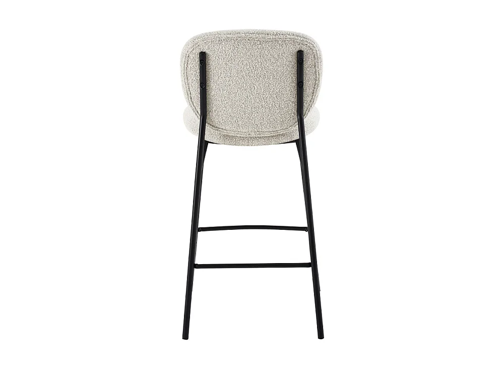 Dalby - Lot de 2 tabourets de bar en tissu bouclette et métal H65cm - Écru chiné
