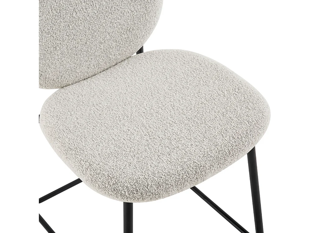 Dalby - Lot de 2 tabourets de bar en tissu bouclette et métal H65cm - Écru chiné