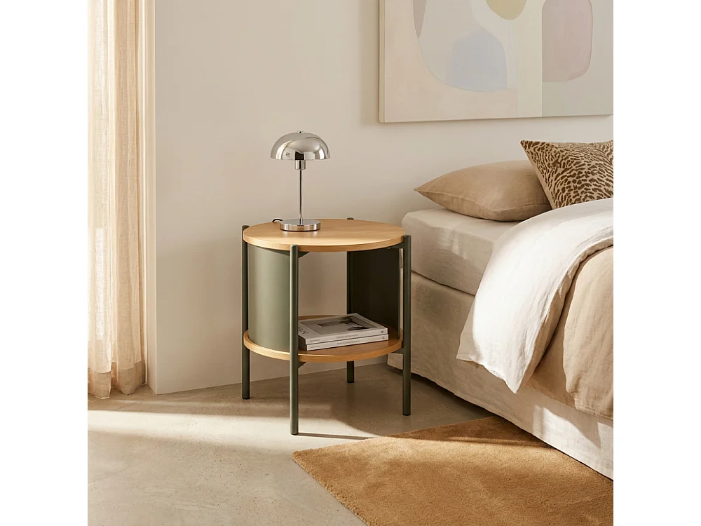 Paco -  Table d'appoint / chevet en bois et métal - Vert