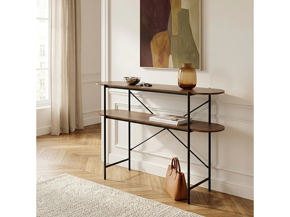 Janna - Console en bois et métal L120cm - Bois foncé