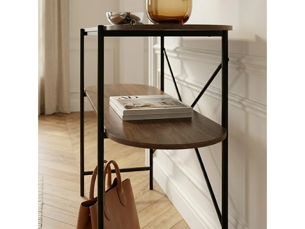 Janna - Console en bois et métal L120cm - Bois foncé