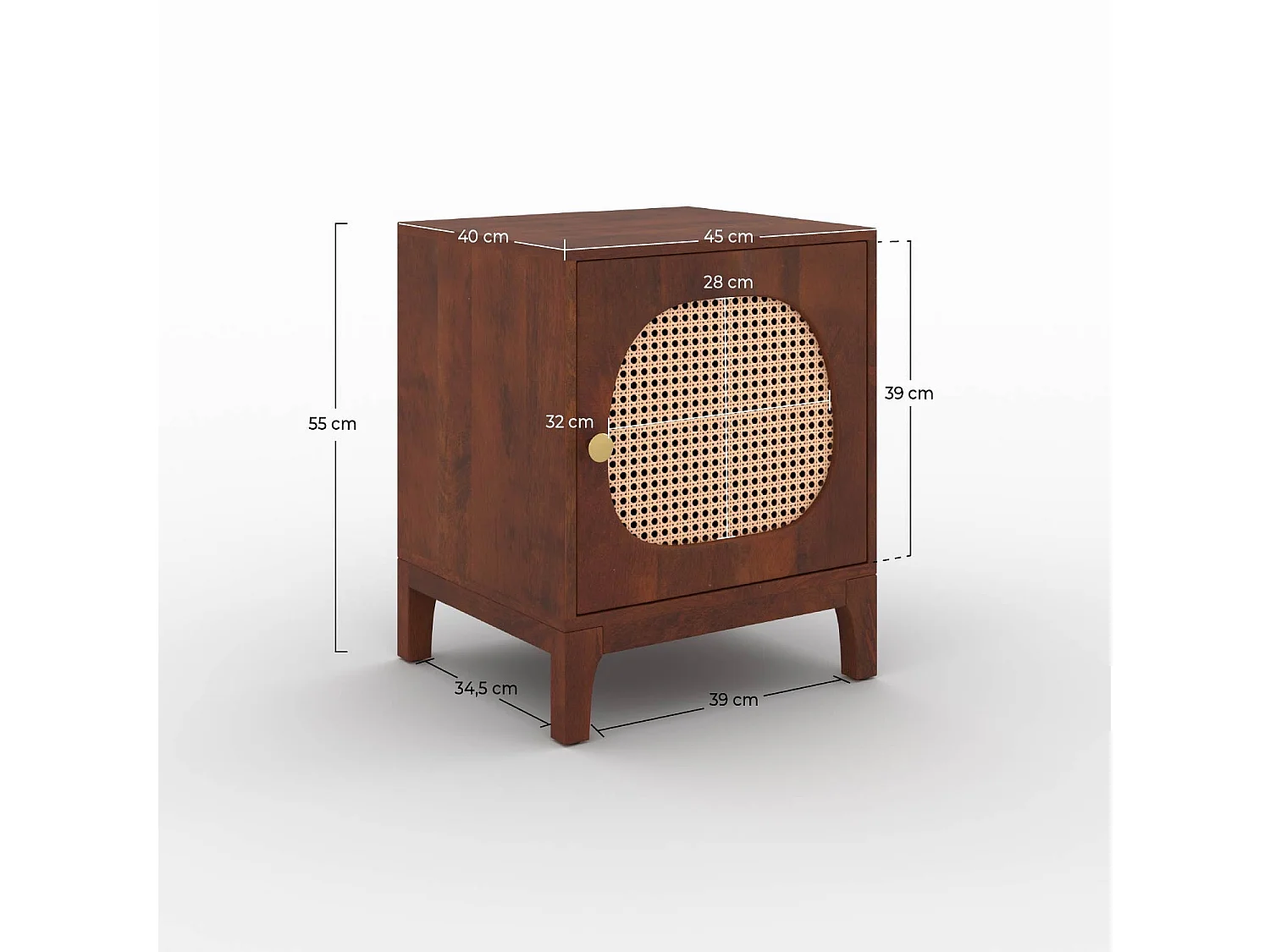 Comodino in legno di mango e rattan - Lanka