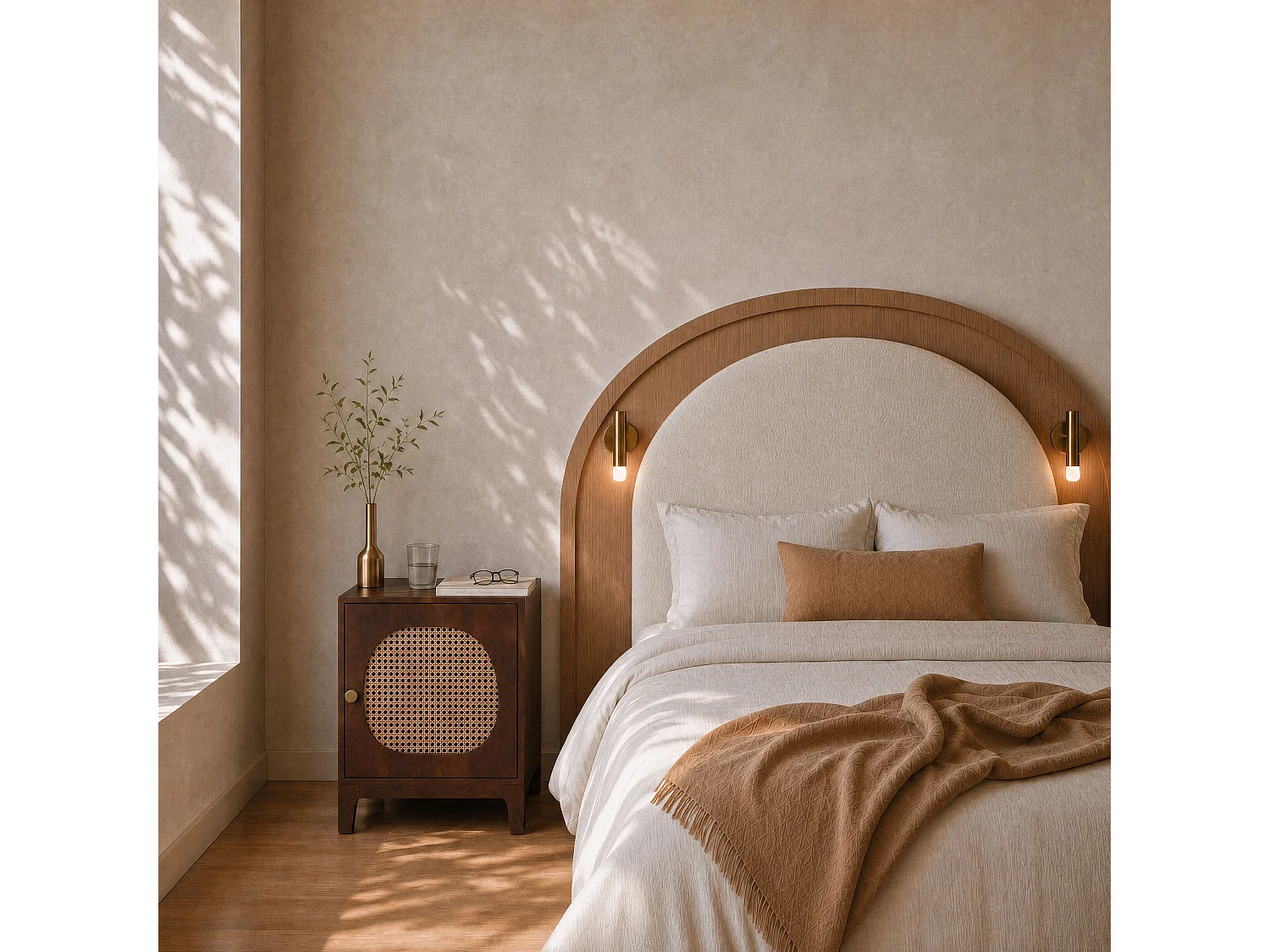Comodino in legno di mango e rattan - Lanka
