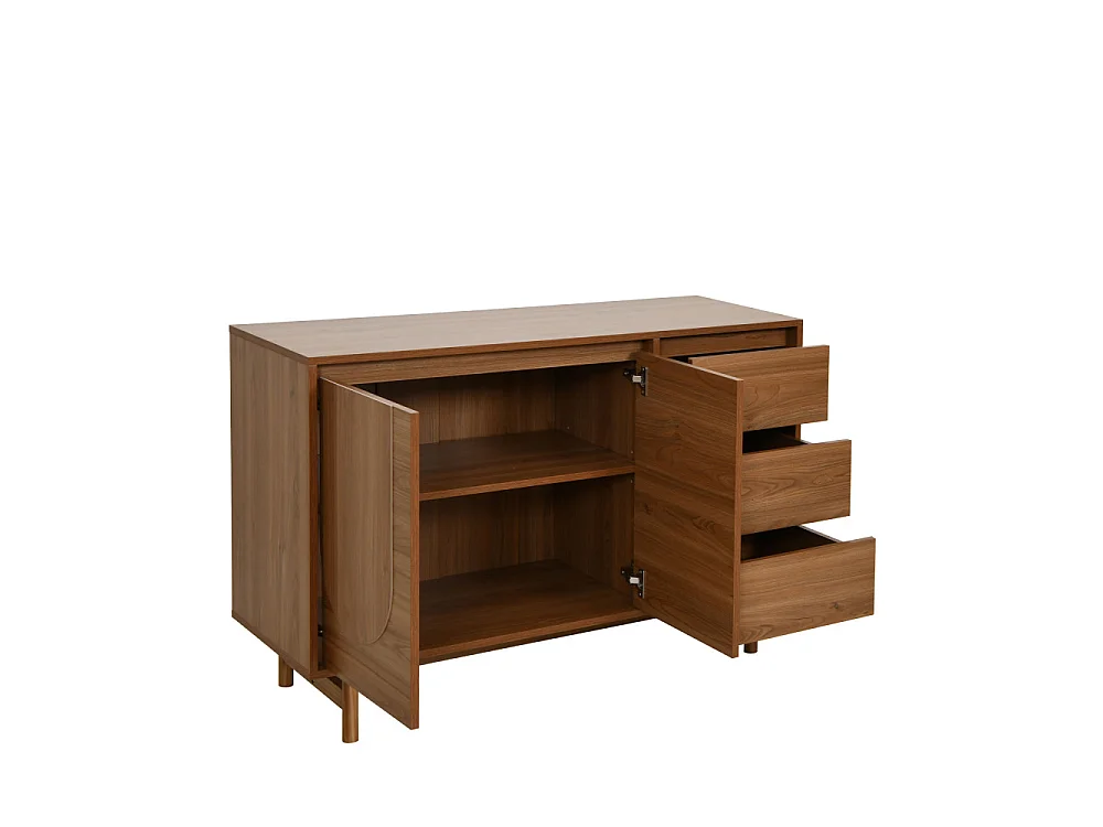 Abby - Buffet 2 portes 3 tiroirs en bois L110cm - Bois foncé