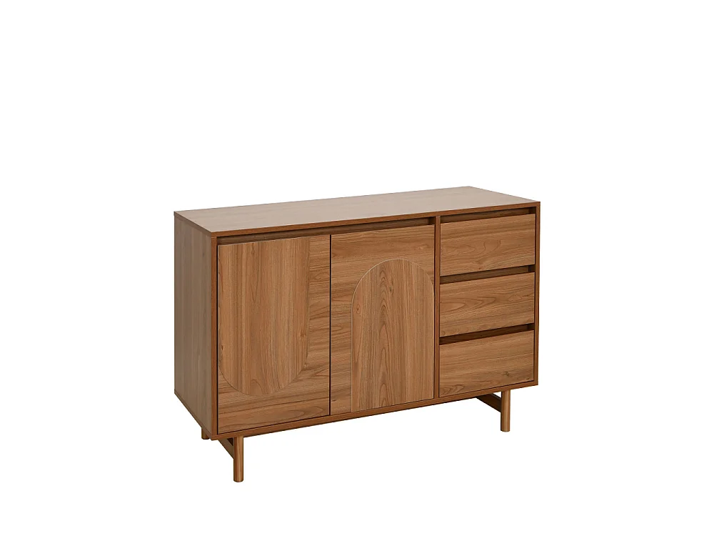 Abby - Buffet 2 portes 3 tiroirs en bois L110cm - Bois foncé