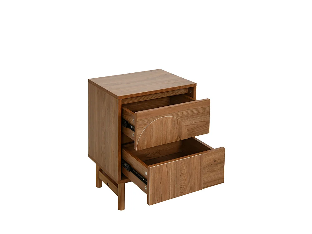 Abby - Table de chevet 2 tiroirs en bois - Bois foncé
