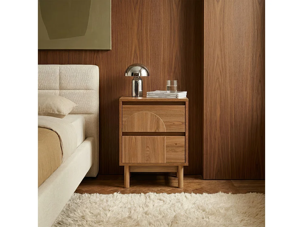 Abby - Table de chevet 2 tiroirs en bois - Bois foncé