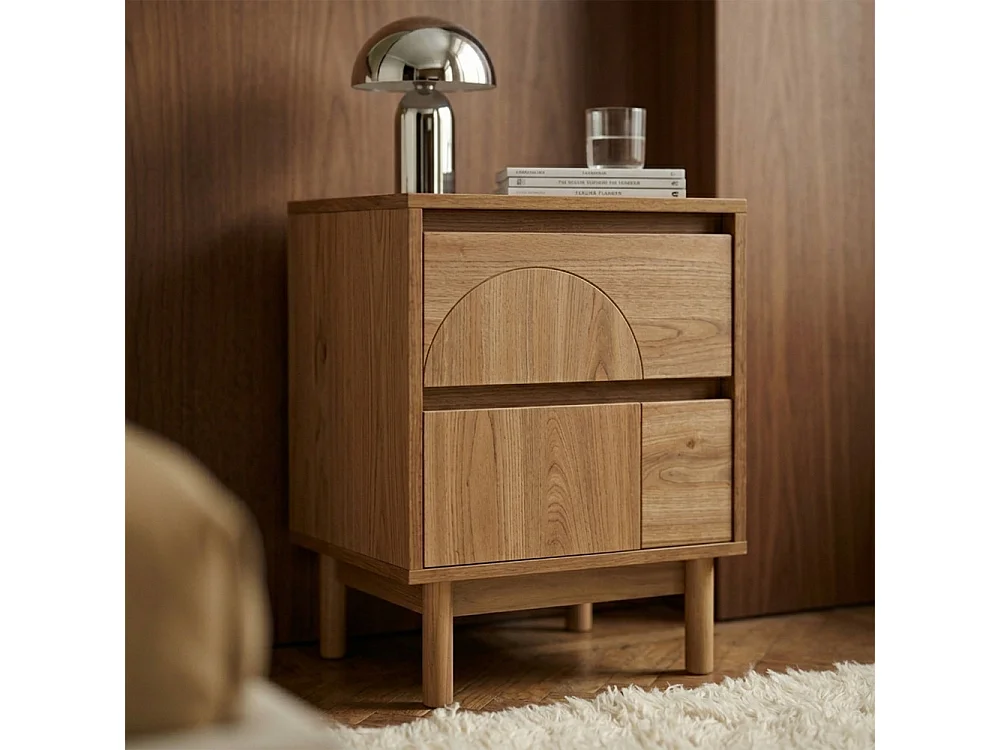 Abby - Table de chevet 2 tiroirs en bois - Bois foncé