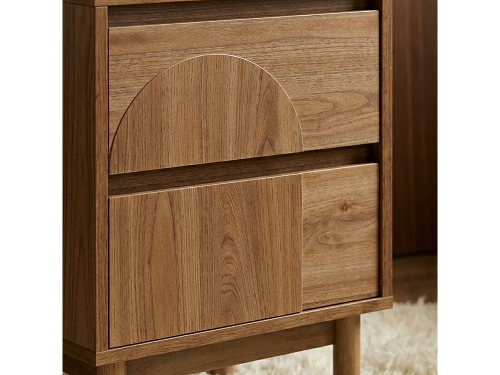 Abby - Table de chevet 2 tiroirs en bois - Bois foncé