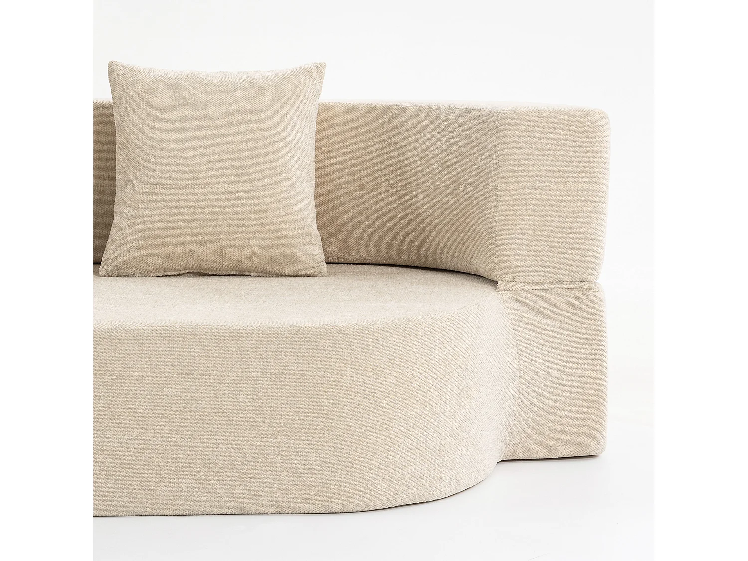 Canapé convertible design 2 places 2 coussins tissu chenille beige