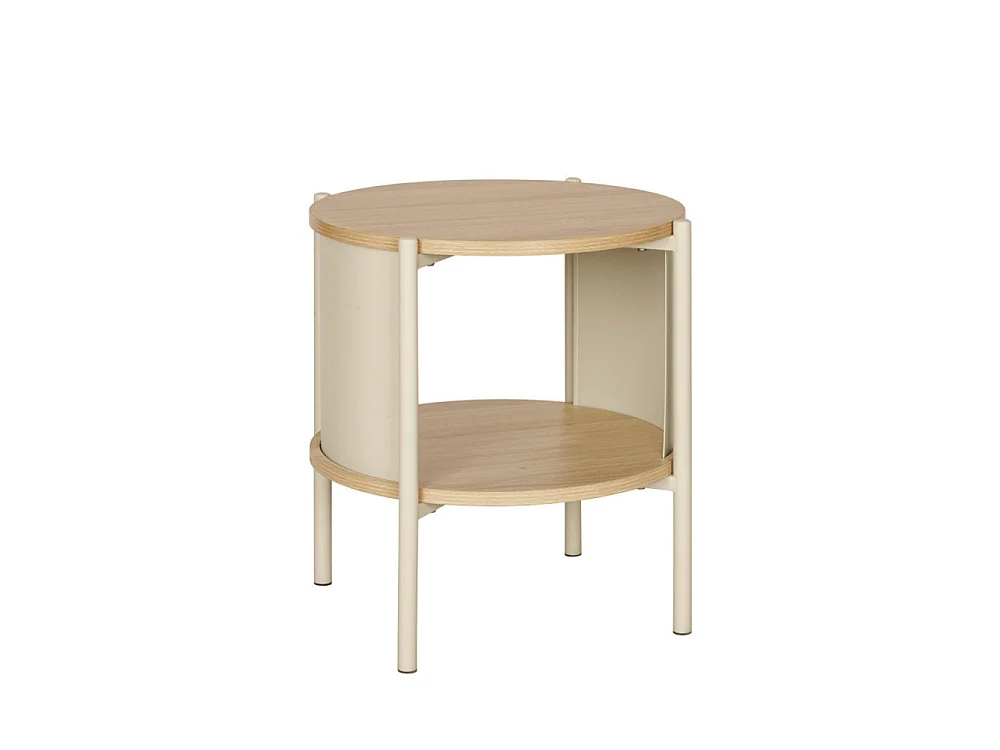 Paco -  Table d'appoint / chevet en bois et métal - Beige