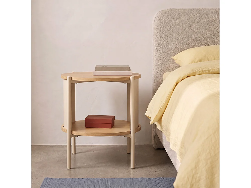 Paco -  Table d'appoint / chevet en bois et métal - Beige