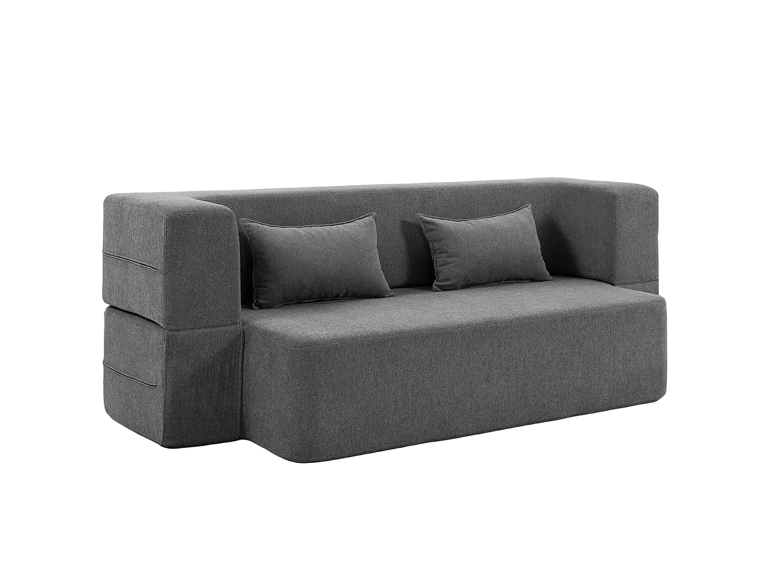 Canapé convertible 2 places - HOMCOM - assise et accoudoirs larges 2 coussins entièrement compressé - chenille - 203x95x75cm - gris