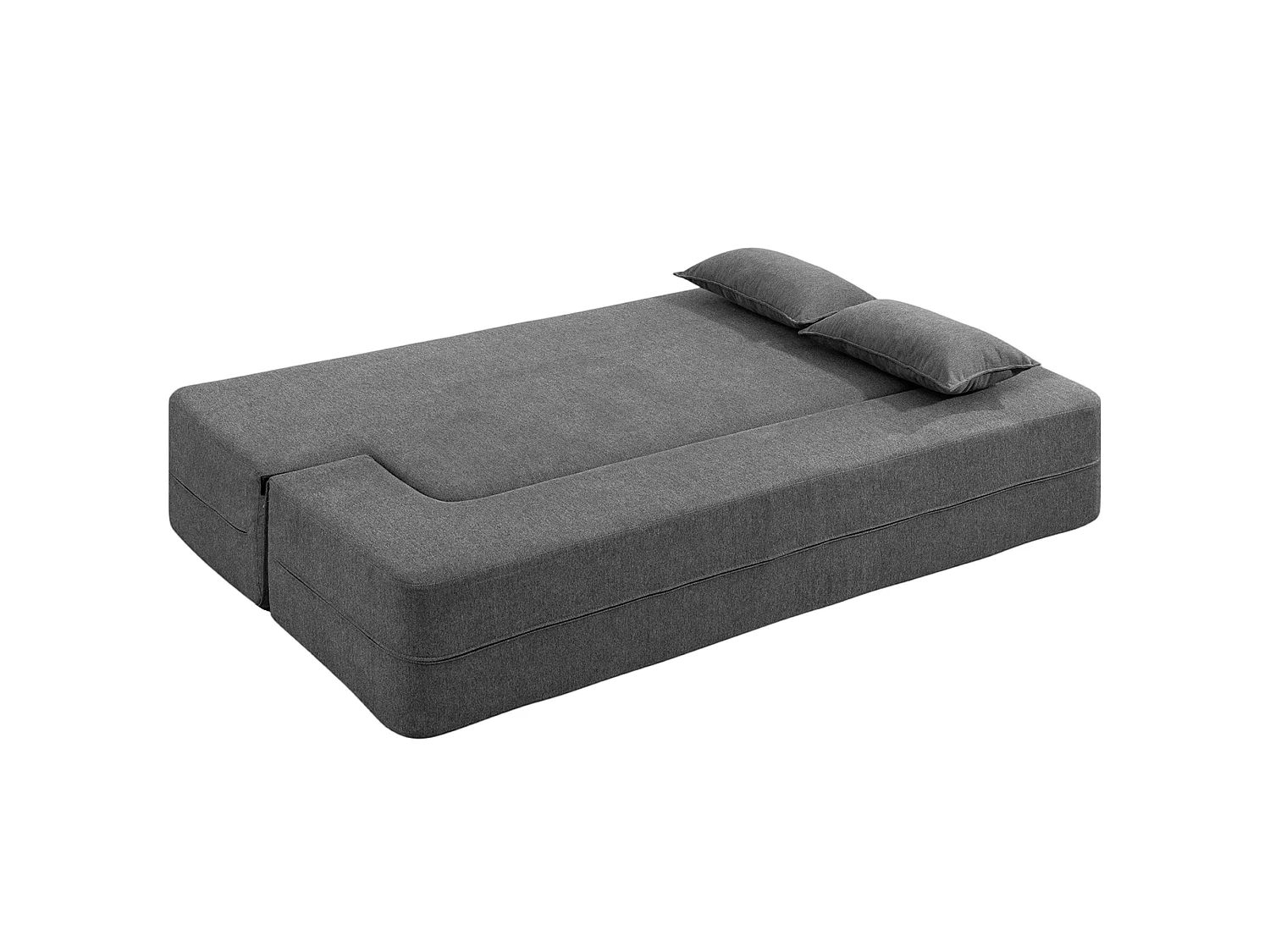 Canapé convertible 2 places - HOMCOM - assise et accoudoirs larges 2 coussins entièrement compressé - chenille - 203x95x75cm - gris